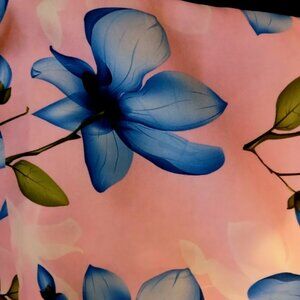 New Hibiscus Stretch knit fabric Pink Blue Floral 4 way stretch Tops Skirt 40x54